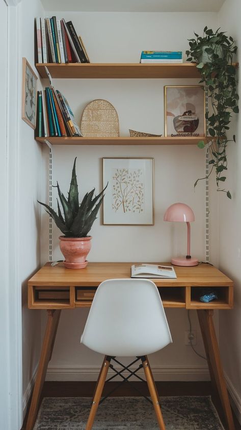 Struggling to make the most of your limited space? Discover compact desk setups that are perfect for small rooms. These creative ideas will help you design a cozy, functional workspace without sacrificing style. With clever storage, space-saving furniture, and thoughtful layouts, your small room can feel bigger and more organized.
#SmallRoomSolutions #WorkspaceIdeas #CompactDesk Compact Desk In Bedroom, Small Desk Space In Living Room, Small Desk Ideas Living Room, Small Computer Desk Setup, Small Study Space Ideas, Mini Desk Ideas, Den Room Ideas Small Office, Small Office Space In Living Room, Wfh Desk Setup Small Space