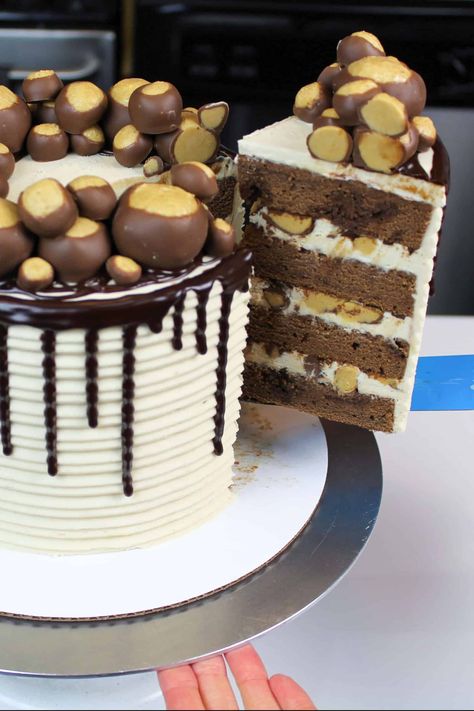 Peanut Butter Buttercream Recipe, Buckeye Cake, Chocolate Buckeyes, Funfetti Cookie Dough, Chocolate Layer Cake Recipe, Honey Roasted Peanuts, Layer Cake Recipes, Peanut Butter Cake, Baking Cocoa