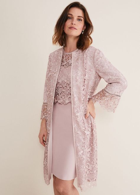 A feminine lace coat to complete your occasion outfit. With an all-over intricate lace design, our blush pink Isabella coat features scallop detailing to the hem and cuffs. Layer over our Isabella Lace Dress to complete the look. Cream Gold Wedding, Debs Dress, Lace Coat, Traditional Dresses Designs, Classy Outfits For Women, Occasion Outfit, Women Suits, Eve Outfit, Mob Dresses