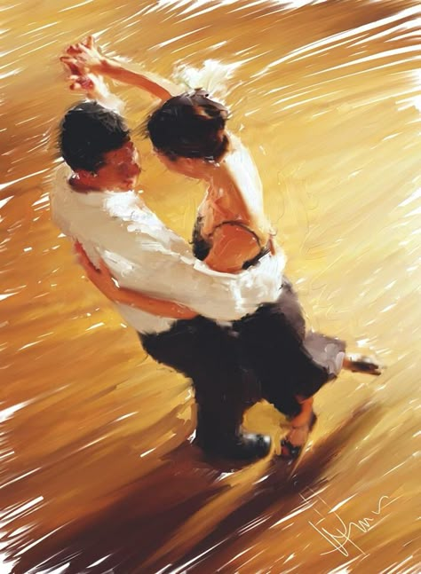 Tango Two People Dancing Drawing, Romantic Paintings Couple, Tango Aesthetic, Art About Love, Couples Paintings, Dancing Drawing, Tango Art, Dancer Painting, Art Deco Paintings