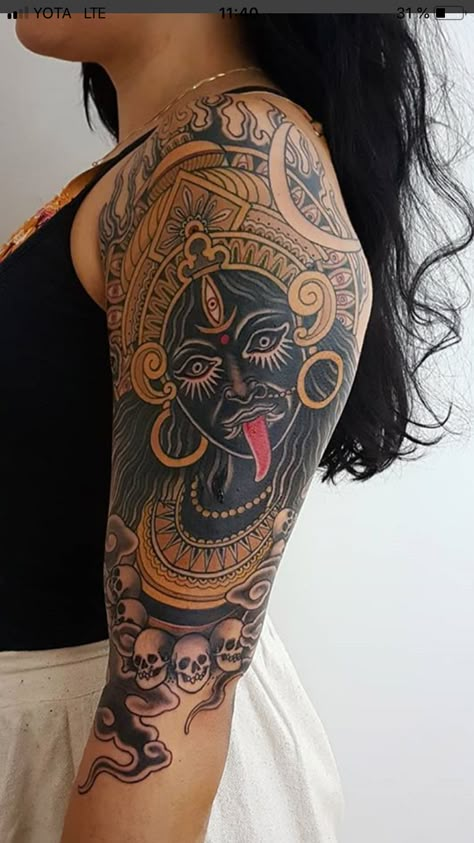 Kali Tattoo, Hindu Tattoos, Backpiece Tattoo, Buddhist Tattoo, Hindu Tattoo, Tattoos Traditional, Yakuza Tattoo, Tattoos Mandala, Mandala Tattoos