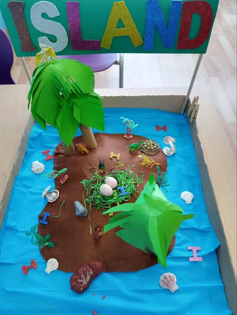 Island Crafts Preschool, Island Crafts For Kids, Island Diorama, Map Of Hawaii, Hawaii Activities, Craft Preschool, Beach Bash, Island Crafts, Poster Project