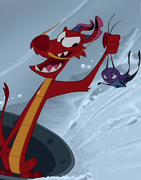 ` Mooshu Mulan, Mushu And Cricket, Animal Sidekicks, Mulan 1998, Disney Sidekicks, Disney Movie Scenes, Mulan Mushu, Mulan Disney, Images Disney