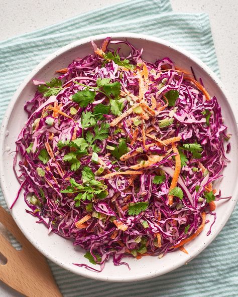 Easy Taco Slaw | Kitchn Fajita Side Dishes, Taco Slaw, Slaw For Fish Tacos, Cabbage Slaw Recipes, Taco Side Dishes, Low Carb Taco, Sweet Carrots, Slow Cooker Beans, Red Cabbage Recipes