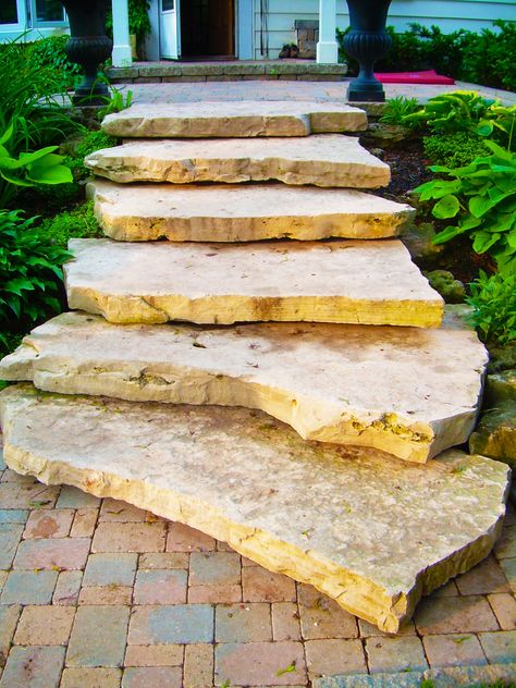 Megaslab flagstone steps Patio Border Ideas, Backyard Hill Landscaping, Flagstone Steps, Landscaping On A Hill, Custom Metal Art, Talk Shows, Privacy Screens, Landscape Designs, Rustic Feel