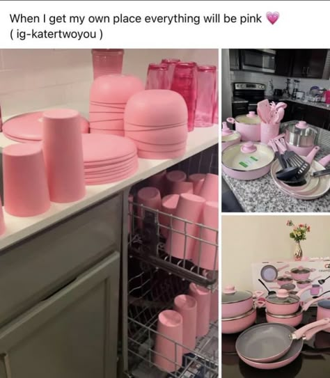 Pink Accents Apartment, House Decor Pink, Pink Decor For Apartment, Pink House Accessories, Cute Apartment Ideas For Couples Kitchen, Grey And Pink Apartment, Pink Interior House, All Pink Apartment, Cute Furniture For Apartments