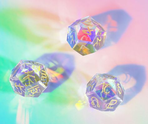 Dice Divination, Divination Dice, Astrology Dice, Astrology Symbols, Zodiac Houses, Crystal Dice, Dice Gifts, Holography, Dice Box