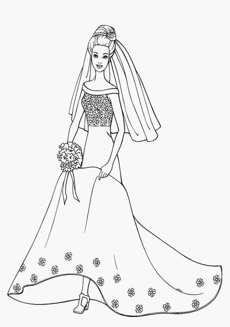 Princess Barbie Coloring Pages Wedding Coloring Pages, Colour Therapy, Barbie Coloring, Barbie Coloring Pages, Barbie Bride, Mermaid Coloring Pages, Princess Coloring Pages, Easter Coloring Pages, Coloring Pages For Boys