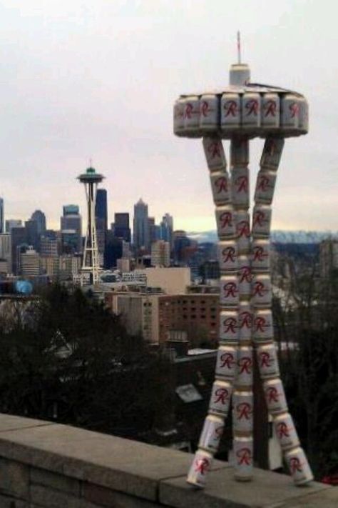 Rainier Beer Space Needle both from Seattle Rainier Beer, Starbucks Seattle, Beer Decorations, Seattle Center, Vashon Island, Space Needle Seattle, Evergreen State, Pacific Nw, Beautiful Sites