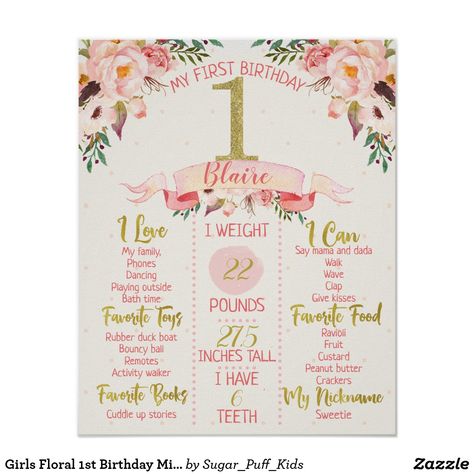 Girls Floral 1st Birthday Milestone Poster Welcome Sign Chalkboard, Floral 1st Birthday, Birthday Party Signs, Birthday Signs, First Birthday Girl, 1st Birthday Banners, Milestone Poster, Birthday Milestone