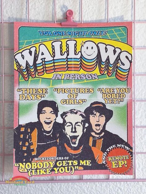 Wallows Music Poster, Wallows Vintage Poster, Retro Music Poster Design, Wallows Aesthetic Poster, Dayglow Poster, Vintage Music Posters Retro, Wallows Poster Print, Vintage Posters Music, Music Wall Prints