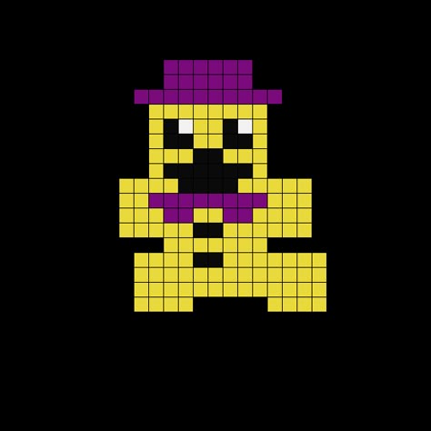 Pixel Art Characters Grid, Easy Fnaf Pixel Art, Purple Guy Perler Beads, Fnaf Pixel Art Grid Easy, Perler Bead Patterns Fnaf, Fnaf Perler Beads Pattern, Fnaf Pixel Art Grid, Fnaf Perler Beads, Fredbear Plush