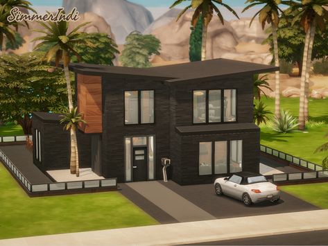 Sul Sul Simmers! I built this Dark Modern House in Oasis Springs for a Shell Challenge by lilsimsie. 🌴 Gallery ID: simmerindi Lilsimsie Builds, Taylor Swift House, Dark Modern House, Sims 4 Houses Layout, Oasis Springs, Sims 4 Speed Build, Dark Modern, Sims 4 Build, Sims 4 Houses