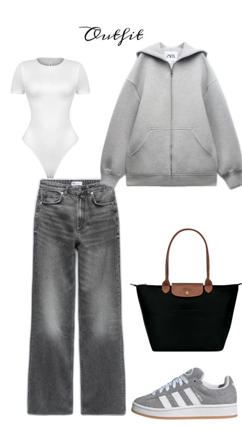 Outfit jean gris Outfits Con Jeans Gris, Outfit Jean Gris, Jeans Gris, Ootd Jeans, Outfit Jean, Outfits Con Jeans, Jena, Jean Outfits, Zara