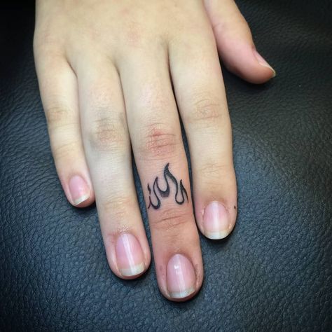 666 Finger Tattoo, Lala Tattoo, Fire Finger Tattoo, Candle Finger Tattoo, Finger Tattoos Flame, Flame Finger Tattoo, Flame Tattoos, Hand And Finger Tattoos, Female Tattoo Artists