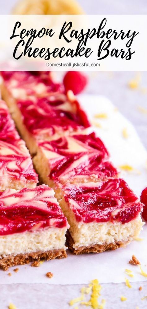 What To Make With Raspberries, Lemon Raspberry Cheesecake Bars, Domestically Blissful, Lemon Raspberry Cheesecake, Raspberry Cheesecake Bars, Crumb Bars, Coconut Dessert, Desserts Keto, Raspberry Recipes