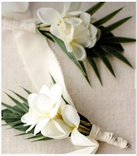 Tropical Bouquet Floral Arrangements, Tropical Boutineer, Tropical Boutonniere, Tropical Groom Boutonniere, Tropical Buttonhole, White Tropical Boutonniere, Orchid Buttoniere, Plumeria Bouquet, Hawaiian Wedding Flowers