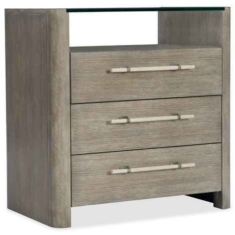 Affinity 3 Drawer Nightstand by Hooker Furniture at Baer's Furniture Beige Wood Bedroom, Greige Furniture, Hooker Furniture Bedroom, Glass Nightstand, Round Nightstand, Three Drawer Nightstand, Drawing Legs, Contemporary Nightstand, Oak Nightstand