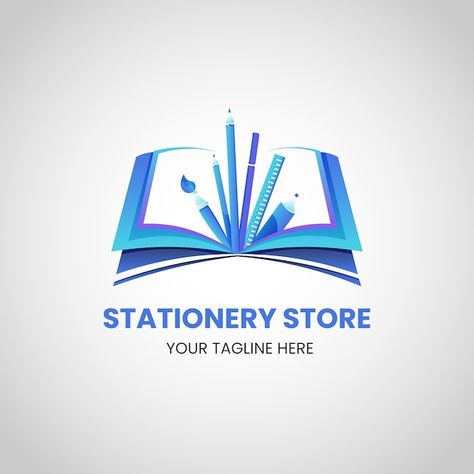 Free vector gradient stationery store lo... | Free Vector #Freepik #freevector #stationery-logo #shop-logo #personal-logo #logo Stationary Logo Design Inspiration, Stationary Logo Ideas, Stationary Shop Design Ideas, Stationery Logo Design Ideas, Stationery Shop Logo, Art Shop Logo, Stationary Logo Design, Stationery Logo Design, Stationary Logo