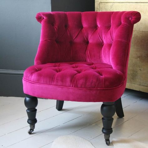 Hot Pink Room, Vintage Wingback Chair, Pink Accent Chair, Pink Chairs, Royal Chair, Desk Office Design, Armless Accent Chair, Velvet Furniture, Pink Furniture