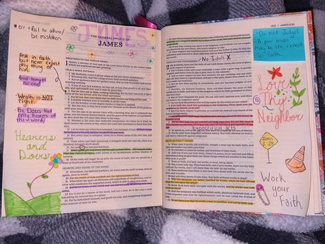 James 2 Bible Journaling, James Bible Journaling, Quran Study, Bible Study Materials, Book Of James, Study Notebook, Bible Ideas, Bible Study Notebook, Bible Notes