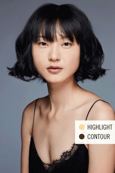 Face facts: A broad forehead and jaw that tapers into a narrow and more prominent chin characterizes the majority of heart-shaped faces, explains Oquendo.  Your bespoke beauty plan: Though our model has bangs (which saves you time!), for those without, it's best to start contouring at the center of the forehead near your hairline and wrap the deeper shade of pigment from the Infallible Pro Contour Palette down toward your temples to slim your silhouette. Next, soften the lower half of your f... Narrow Forehead, Broad Forehead, Beauty Plan, How To Contour, Heart Face, Contour Palette, Heart Face Shape, Face Shape, Makeup Skin Care