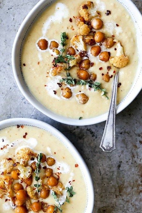 Clean Eating Soup, Chickpea Soup, Chick Pea, Paleo Lunch, Cauliflower Soup, Paleo Dinner, Minestrone, Cauliflower Recipes, Roasted Cauliflower