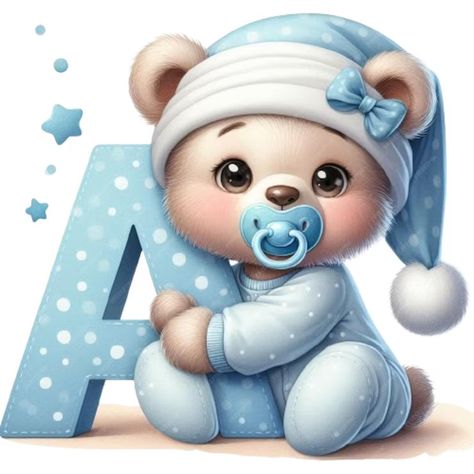 Premium PSD | A teddy bear with a blue hat and a white b Happy Easter Pictures, Baby Polar Bears, Letter Art Design, Bear Watercolor, Easy Cartoon Drawings, Birthday Cake Topper Printable, Baby Illustration, Happy Birthday Song, Baby Stickers