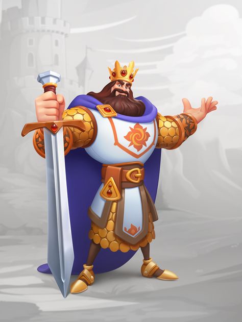 King Arthur en Behance King Arthur Character Design, King Illustration Character, King Character Design, King Arthur Characters, King Illustration, Character Design Drawing, King Cartoon, Bali Art, Kings Game