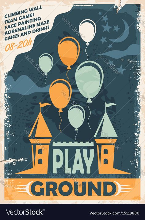 Castle Vector, Outdoor Playground, Dark Blue Background, Graphic Design Poster, Kids Playground, Outdoor Games, Poster Template, Vector Background, Blue Background