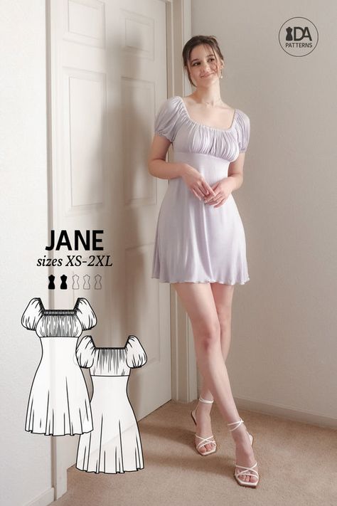 Simple Dresses To Sew, Sewing Projects Clothes, Jane Dress, Sewing Design, Empire Waist Dress, Diy Sewing Clothes, Clothes Sewing Patterns, Fashion Sewing Pattern, How To Make Clothes