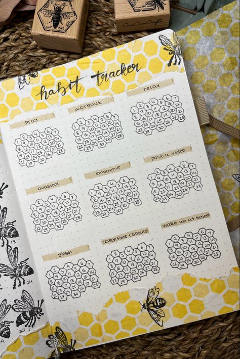 Bullet journal for June, habit tracker June Habit Tracker Bullet Journal, June Habit Tracker, Bee Bullet Journal, Bullet Journal Water Tracker, Bullet Journal Habit Tracker Ideas, Habit Tracker Journal, June Bullet Journal, April Bullet Journal, Habit Tracker Bullet Journal