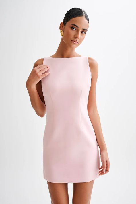 Shop New Arrivals Page 8 | MESHKI AU Formal Business Dresses, Pink Boat Neck Dress, Mini Pink Dress Outfit, Wedding Guest Short Dress Classy, Reformation Mini Dress, Classy Outfits Pink, Spring Pink Outfits, Classy Modern Outfits, Classy Pink Outfits