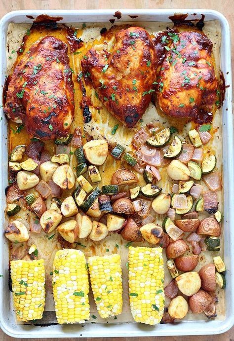 Easy Sheet Pan Barbecue Chicken Recipe | Simply Shellie Oven Foil Packets, One Sheet Meals, Healthy Sheet Pan Dinners, Sheet Meals, Healthy Sheet Pan, Chicken Carbonara Recipe, Shell Pasta Recipes, Barbecue Chicken Recipe, Pan Dishes