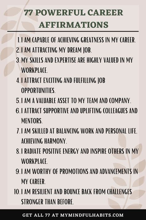 77 Affirmations for Career Growth & Professional Fulfillment Career Affirmations, Work Vision Board, Job Success, Career Vision Board, Work Success, Feeling Discouraged, Boost Confidence, Natural Sleep Remedies, Success Affirmations