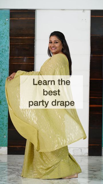 Wearing A Saree, Party Wear Saree Draping Styles, Shifon Saree Blouse Designs, Georgette Saree Draping Styles, Wear Saree Step By Step, Dolly Jain Blouse Design, Single Pleat Saree Draping, Pleated Saree Look, Saree Drapes Styles