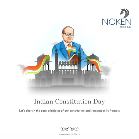 Let’s cherish the core principles of our constitution and remember its framers Constitution Day..! #Noken #Tiles #NokenTiles #Ceramic #Brand #FloorTiles #DoubleCharge #ceramictiles #HomeDecor #CeramicTile #India #ConstitutionDay #Constitution #Day #संविधान_दिवस #DrAmbedkar India Constitution Day, Indian Constitution Day Poster, Constitution Day Of India, National Constitution Day, संविधान दिवस, Happy Constitution Day, Indian Constitution Day, Happy Birthday Husband Quotes, Ambedkar Jayanti