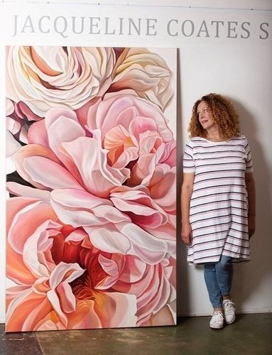 Jacqueline Coates, Peony Painting, Flower Painting Canvas, Painting Workshop, Artist Community, Creative Painting, Art Programs, Rose Painting, Flower Art Painting