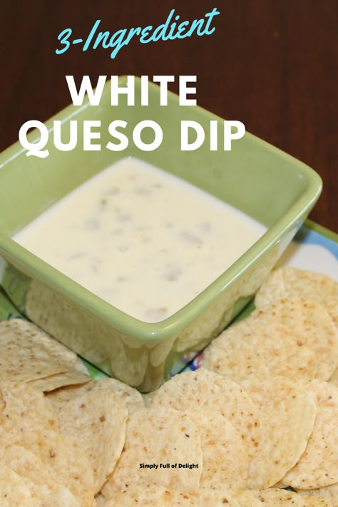 5 Ingredient White Queso, White Queso Dip With Pepper Jack Cheese, How To Make White Queso Dip, 3 Ingredient Queso Dip, Easy White Queso Dip 3 Ingredients, White Queso Dip With Cream Cheese, Mild Queso Dip, Recipe For Queso Dip, Queso Dip With Queso Fresco