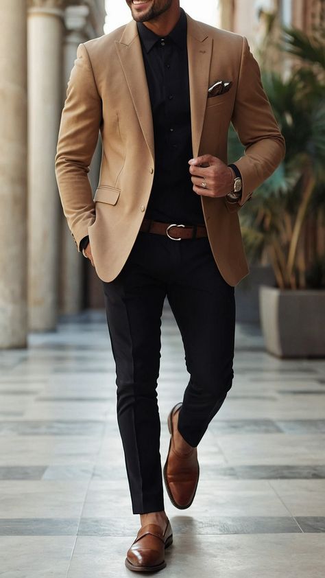 Discover the hottest men's Christmas party outfit ideas for 2024 From classy formal to business casual and everything in between - we've got you covered with stylish winter looks Whether you're aiming for a casual classy vibe or a sophisticated cocktail attire these classy outfits are perfect for any occasion Men’s Wedding Rehearsal Outfit, Formal Wedding Mens Attire, Best Man Wedding Outfit, Men's Party Outfit, Mens Brown Dress Shoes Outfit, Cocktail Mens Outfit, Mens Outfits Wedding Guest, Brown Sports Coat Outfit Men, Men’s Suit Outfit