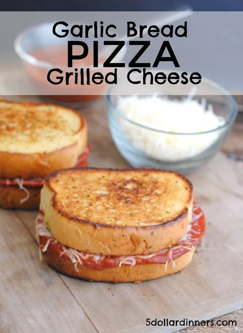 Garlic Bread Pizza Grilled Cheese – Recipes, Printable Coupons | $5 Dinners™️ Pizza Grilled Cheese Recipes, Pizza Grilled Cheese Sandwich, Texas Toast Garlic Bread, Frozen Garlic Bread, Garlic Bread Pizza, Grilled Sandwiches, Pizza Grilled Cheese, Grilled Cheese Recipes, Bread Pizza