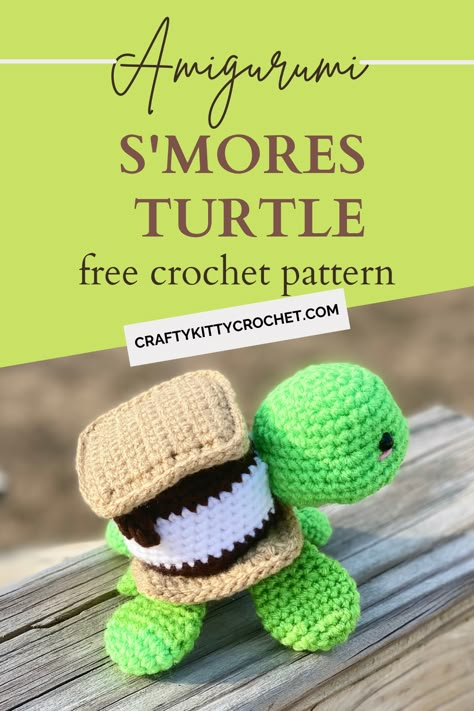 Easy Crochet Free Patterns Amigurumi, Crochet Burrito Free Pattern, Mini Crochet Turtle Pattern, Crochet Ice Cream Turtle Free Pattern, Food Themed Crochet Animals, S'more Crochet Pattern, Ice Cream Turtle Crochet, Crochet Craft Show Ideas, Crochet Smores Pattern Free