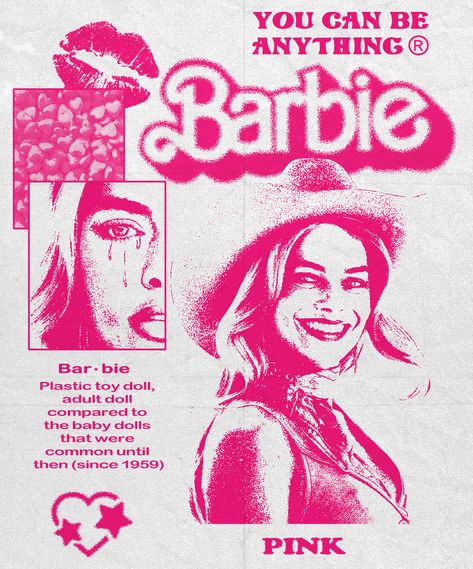 Barbie Inspired Poster, Barbie Retro Poster, Barbie Posters Aesthetic, Pink Barbie Poster, Mean Girls Aesthetic Poster, Vintage Barbie Poster, Barbie Poster Ideas, Barbie Movie Poster Aesthetic, Barbie Poster Vintage