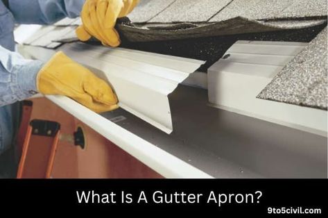 What Is A Gutter Apron? A gutter apron is a drip edge. A gutter apron is a special type of roof flashing. which is designed for the size and shape of the gutter. Standard gutter aprons are made from galvanized […] Gutter Apron, Roof Problems, Diy Roofing, Roof Sheathing, Gutter Repair, Roof Edge, Structural Drawing, Roof Flashing, Attic Ventilation