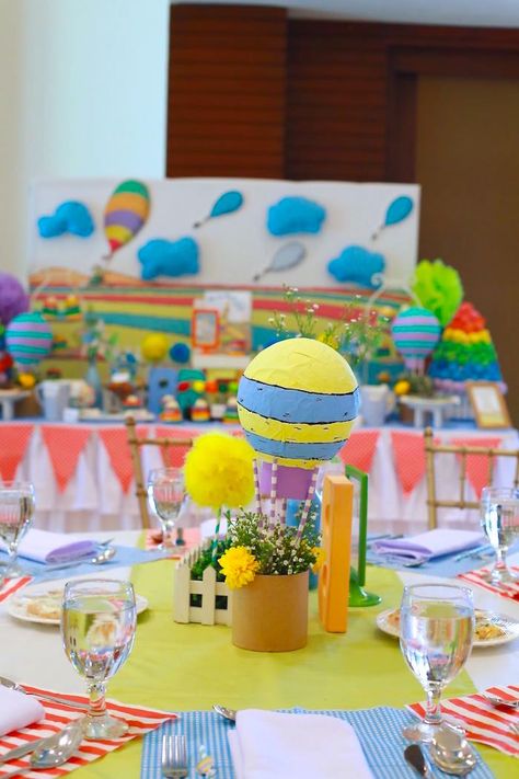 Centerpiece from an Oh the Places You'll Go Dr. Seuss Party via Kara's Party Ideas | KarasPartyIdeas.com (20) The Places Youll Go, Doctor Suess Birthday, Dr Seuss Party, Kindergarten Graduation Party, Dr Seuss Birthday Party, Birthday Party Places, Dr Seuss Baby Shower, Seuss Party, Dr Seuss Birthday