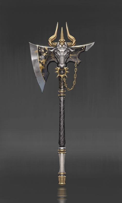 ArtStation - Bull armor, Sora Kim Waraxe Design, Fantasy Axes Design, Battle Axes, Props Concept, Magical Items, Heroic Fantasy, Fantasy Props, Fantasy Battle, Fantasy Dresses