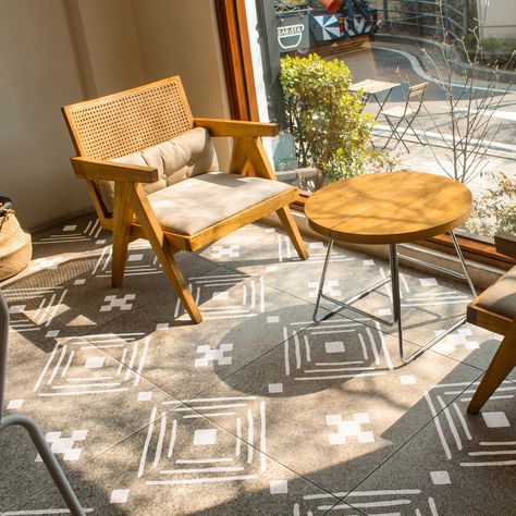 Herringbone brick floor