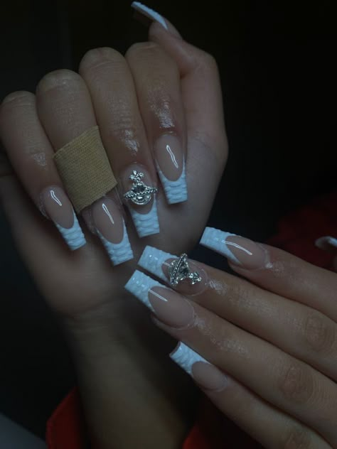 Vivienne Westwood Nails, Westwood Nails, Crocodile Nails, Croc Nails, Ten Nails, French Tip Acrylic Nails, Bling Acrylic Nails, Gem Nails, Pink Acrylic Nails