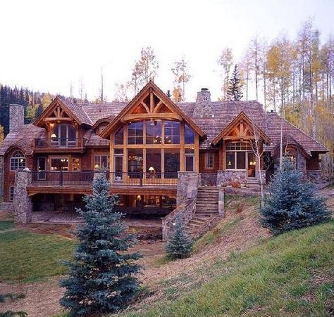 Wow!!! Cabin Style Home, Log Cabin Style, Log Cabin Ideas, Rustic Log Cabin, Dream Life House, Log Cabin Homes, Log Home, Cabin Style, A Hill