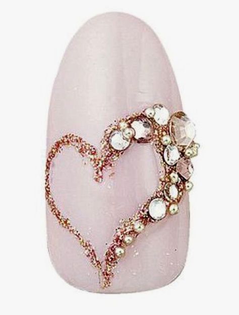 Nailart Tutorial, Heart Nail Designs, Valentine Nail Art, Heart Nail, Nail Designs Valentines, Swarovski Nails, Nails Design With Rhinestones, Diy Nail Designs, Nail Art Rhinestones